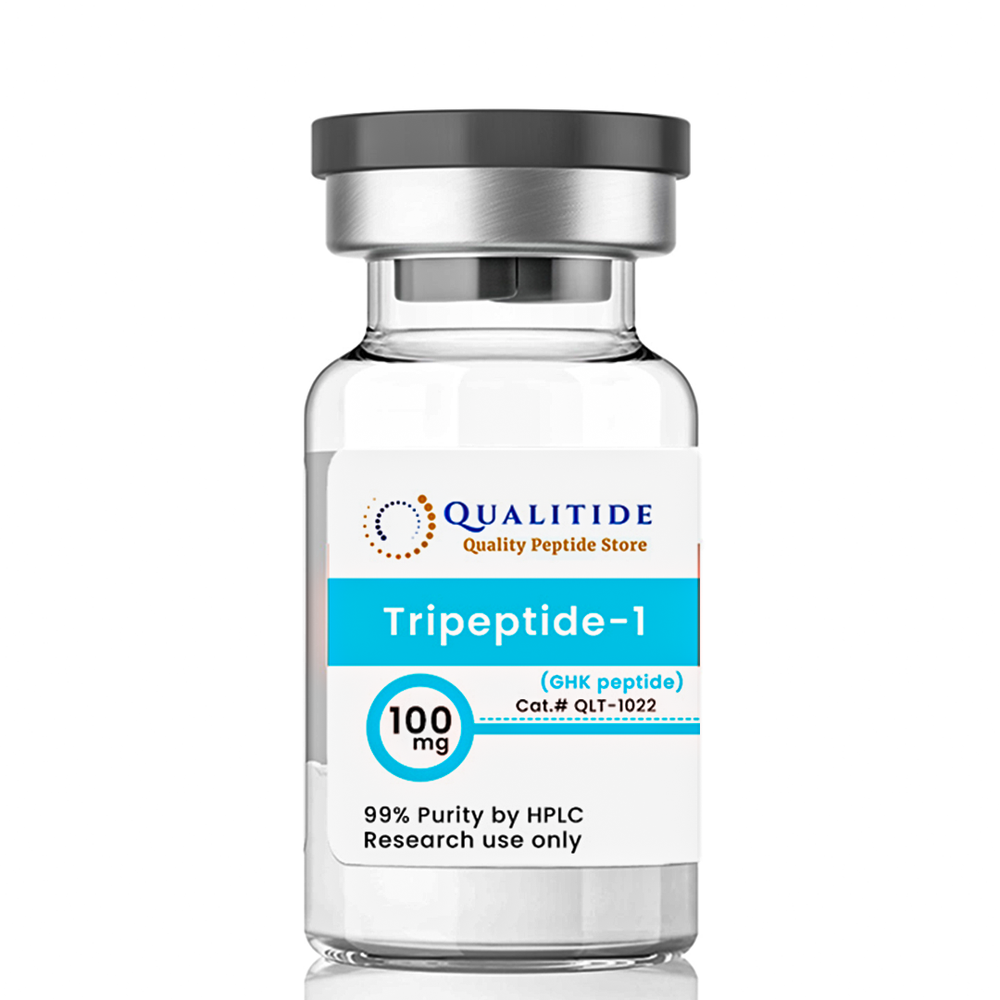 Tripeptide-1 vial for anti-aging and skincare, 100 mg purity by HPLC.