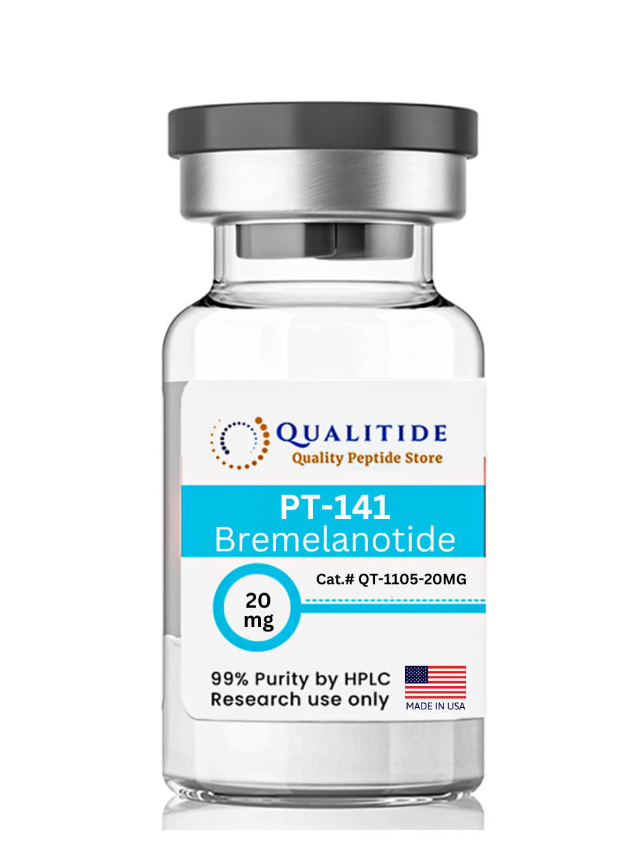PT-141 Bremelanotide peptide 20mg vial for enhancing sexual desire and libido with 99% purity, made in USA